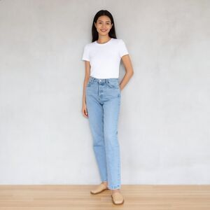 AGOLDE Nico High Rise Slim Fit Jeans Organic Cotton Blend 28 Light Button Fly